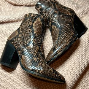 Snakeskin booties